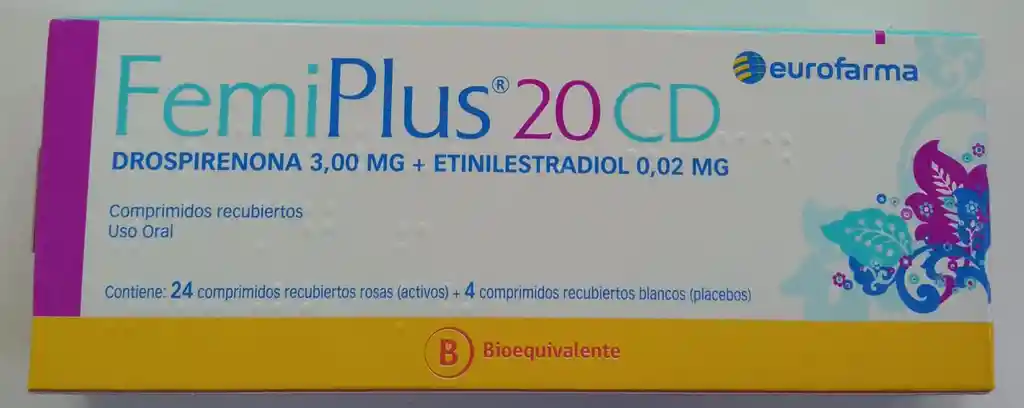 Femiplus 20 Cd Drospirenona 3 Mg Etinilestradiol 0,02 Mg 28 Comprimidos Recubiertos