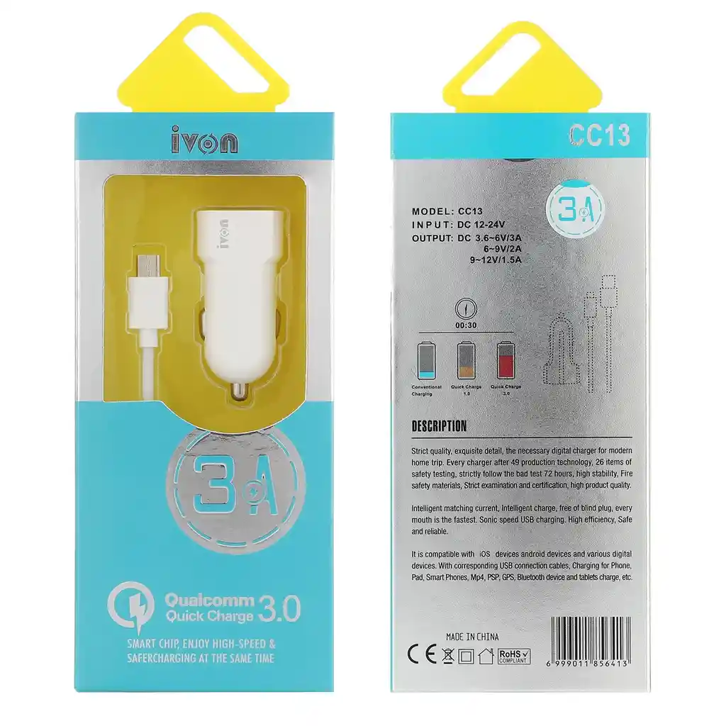 Cargador De Auto Ivon Tipo C