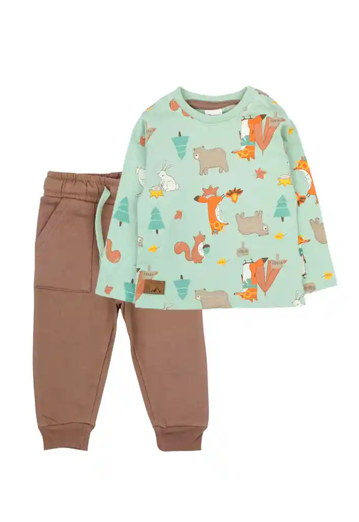 Conjunto Bebé Niño Foresta 159 Verde 3 A 6 Meses
