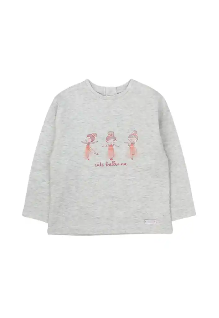 Polera Bebé Niña H/ Caído Academy 171 Gris Melange 6 A 12 Meses