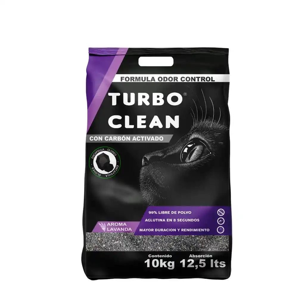 Arena Sanitaria Turbo Clean Odor Control – Lavanda 10 Kg