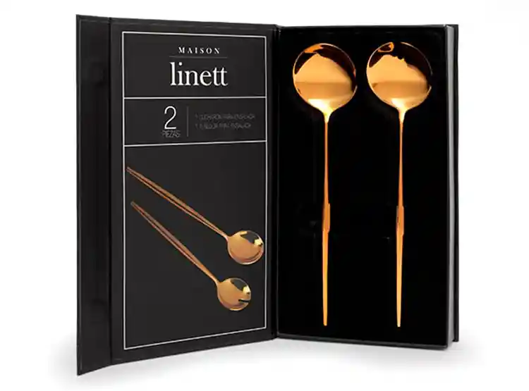 Set Cubiertos Maison Linett Dorado Servir 2 Piezas