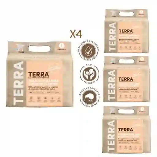 Pack X 4 Pañales Velcro Talla Rn 96 Un Terra