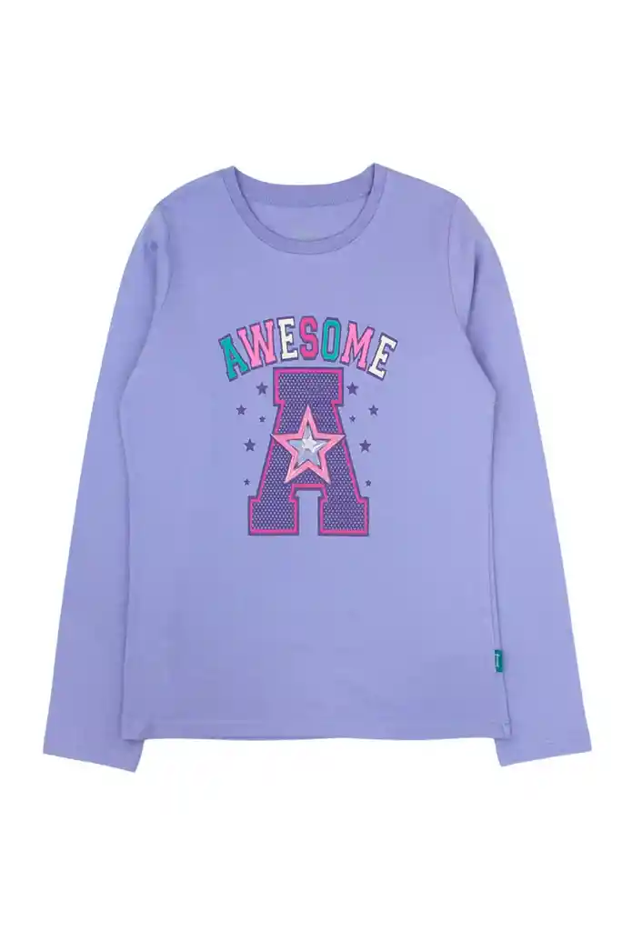 Polera Junior Niña Aplicación Day To Day 765 Lavanda 12 Años