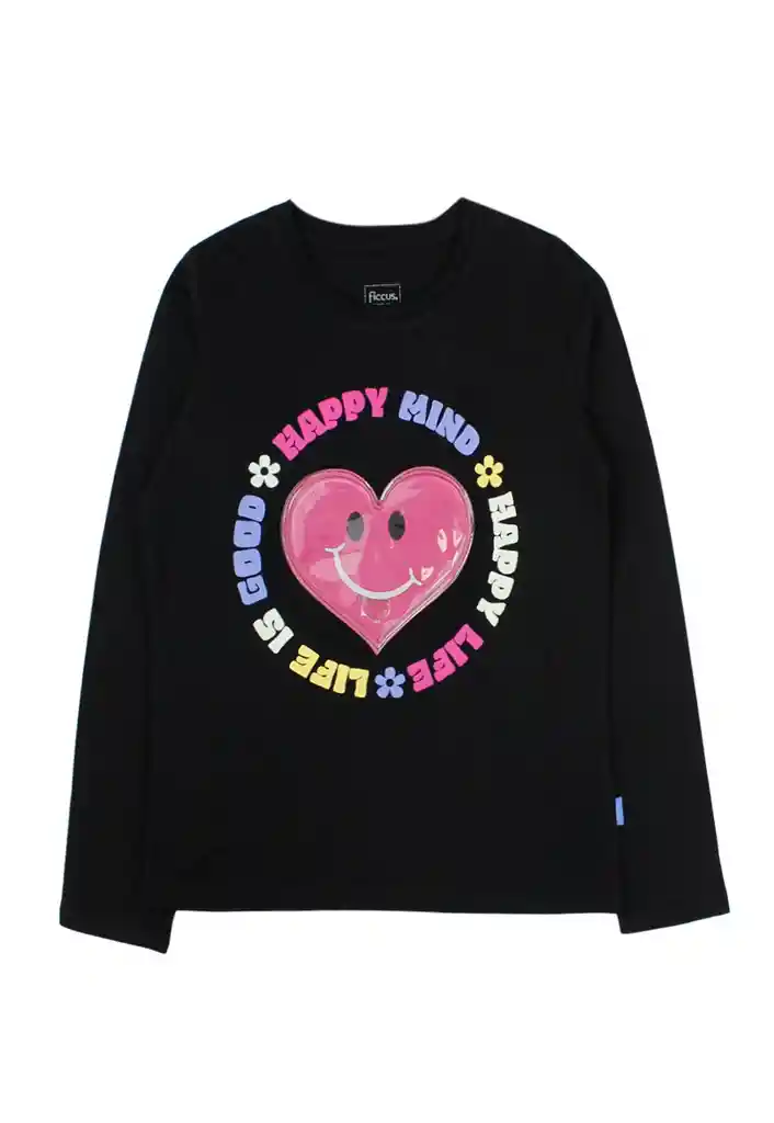 Polera Junior Niña Aplicación Day To Day 765 Negro 8 Años