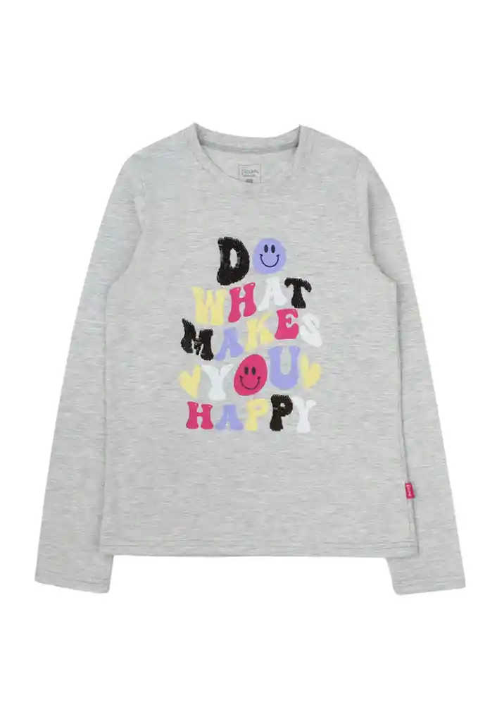 Polera Junior Niña Lentejuelas Day To Day 763 Gris Melange 8 Años