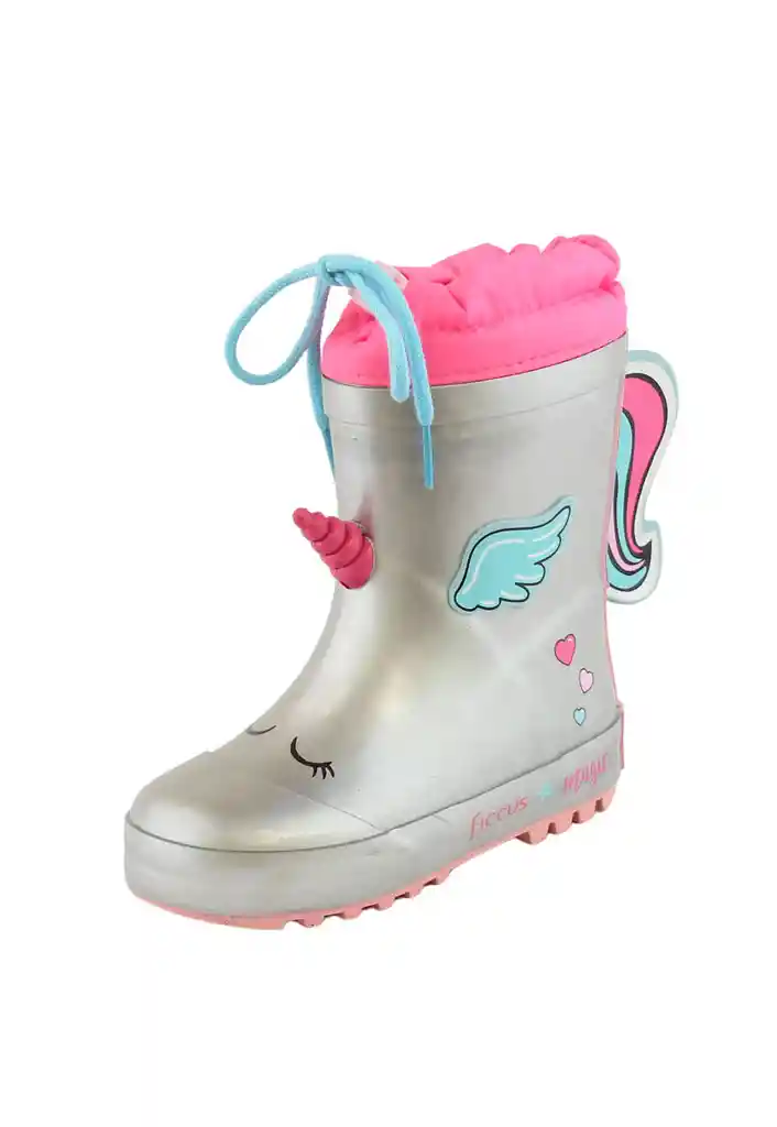 Bota De Agua Kids Niña 858 Plateado 24