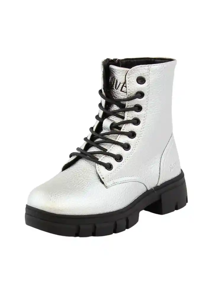 Botín Caña Cordón Junior Niña 884 Plateado 30