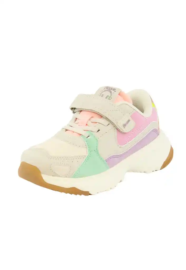 Zapatilla Sport Velcro Elástico Junior Niña 892 Beige 34
