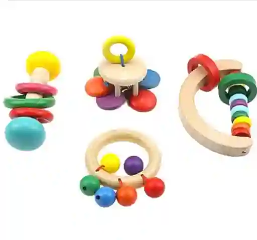 Sonajeros Para Bebe Juguete De Madera Estimulación Temprana