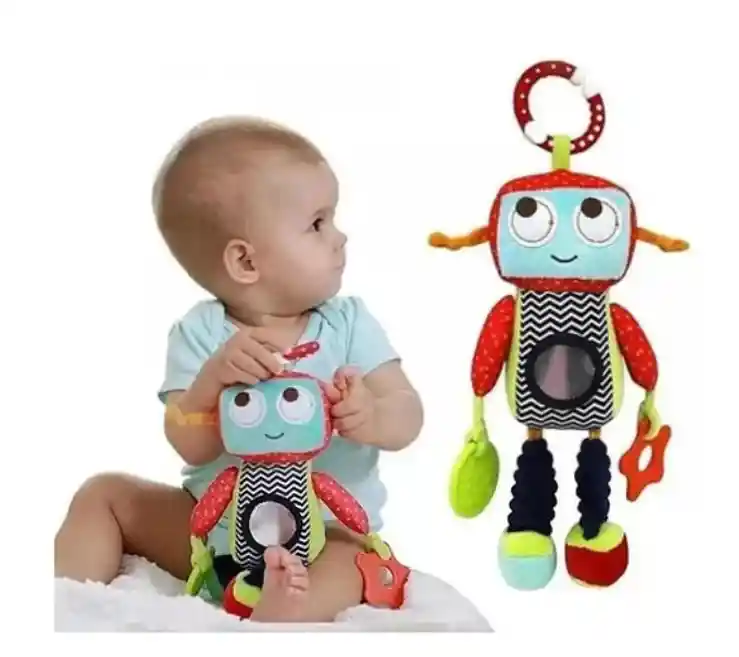 Sonajero Sensorial Peluche Robot Para Bebe