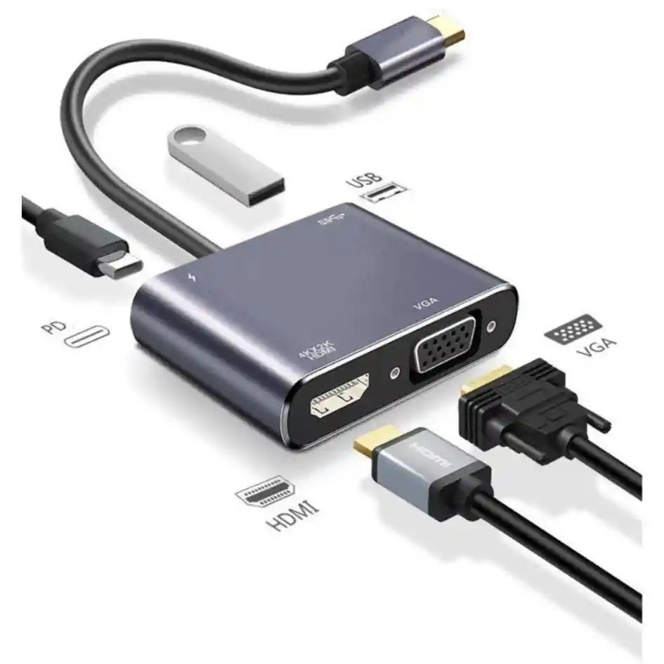 Hub Adaptador Usb C A Vga Hdmi Tipo C Usb