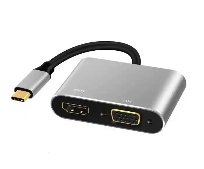 Hub Adaptador 4 En 1 Type-c A Hdmi 4k + Vga + Usb 3.0+ Usb C