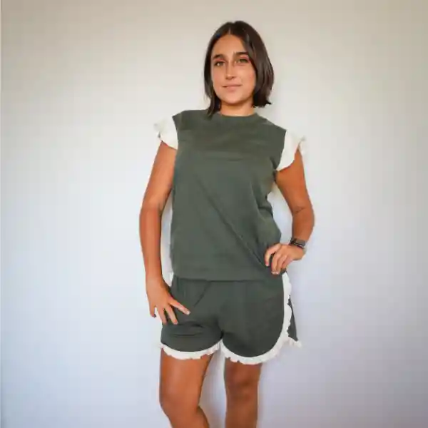 Pijama Mujer Algodón Verde M