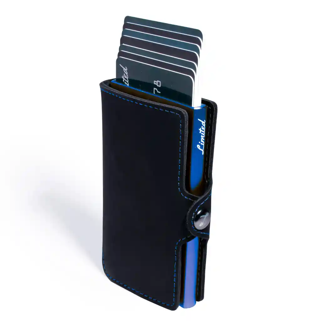 Billetera - Slim Black - Azul, Con Monedero