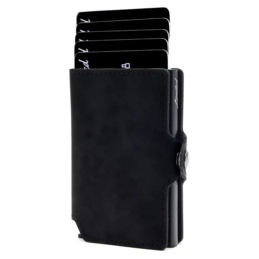 Billetera - Slim Black - Negro, Con Monedero
