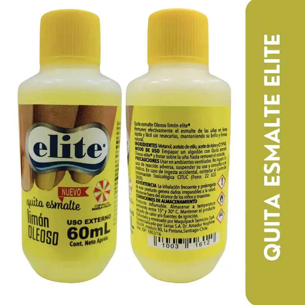 Quita Esmalte Elite Limón Oleoso