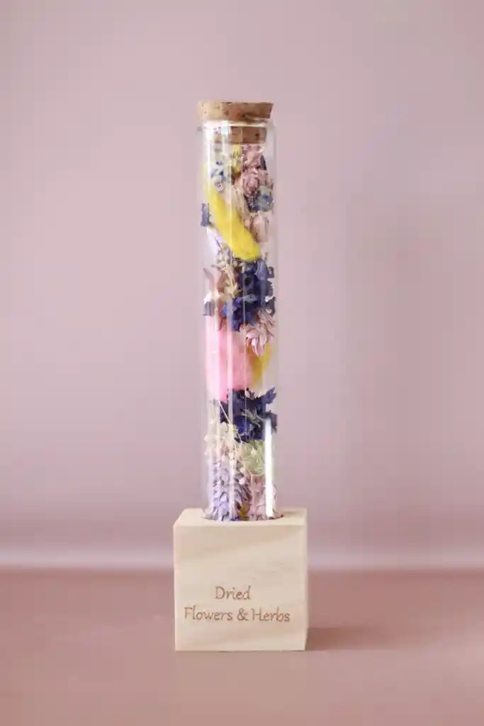 Tubo Con Flores Secas (s) ( Tonos Azules, Rosados, Amarillo, Lila Y Neutro).