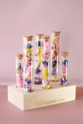 Tubos Con Flores Secas (l) ( Tonos Rosado, Azul,amarillo, Lila Y Neutro)