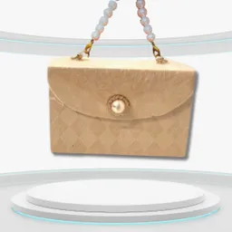 Caja De Regalo Rectangular En Forma De Cartera Terciopelo Beige, Cierre Magnético Y Colgante De Perlas Fantasia (9x13 Cm ) Para Regalo
