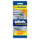 Maquina De Afeitar Gillette Prestobarba 3 Hojas Pack 2 Unidades