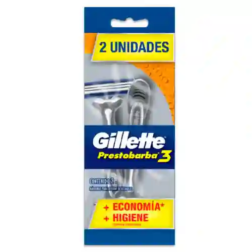 Maquina De Afeitar Gillette Prestobarba 3 Hojas Pack 2 Unidades
