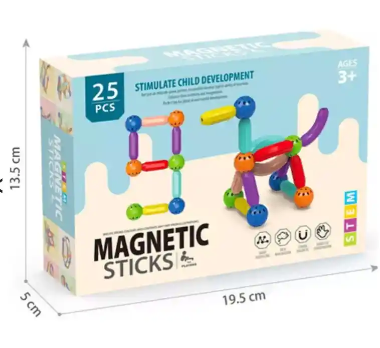 Juguete De Construcción Magnética Didáctico 25 Piezas