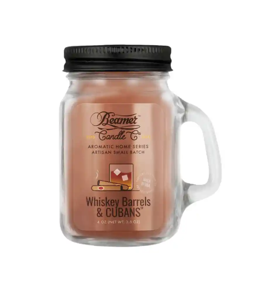 Vela Small Beamer Candle 4 Oz Perfumada Eliminadora De Olores Whiskey (barrels Cubans)