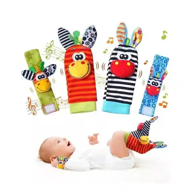 Juguete Sonajero Manos + Pies Bebe Niño Niña Pack 4 Piezas