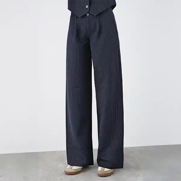 Pantalón Azul Líneas Lúrex 44 Mujer Raindoor