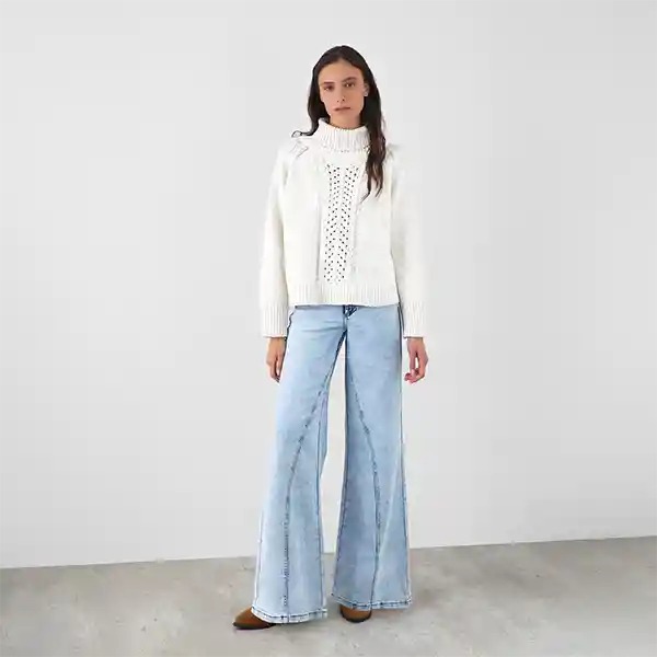 Sweater Cuello Tortuga Crudo L Mujer Raindoor