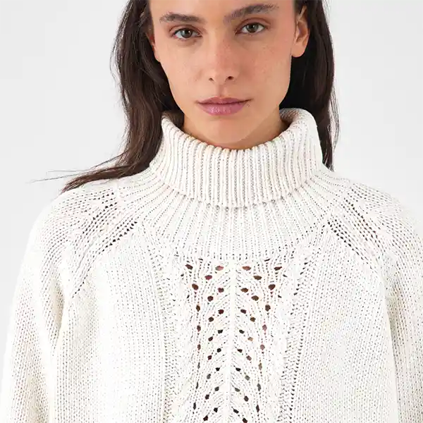 Sweater Cuello Tortuga Crudo L Mujer Raindoor