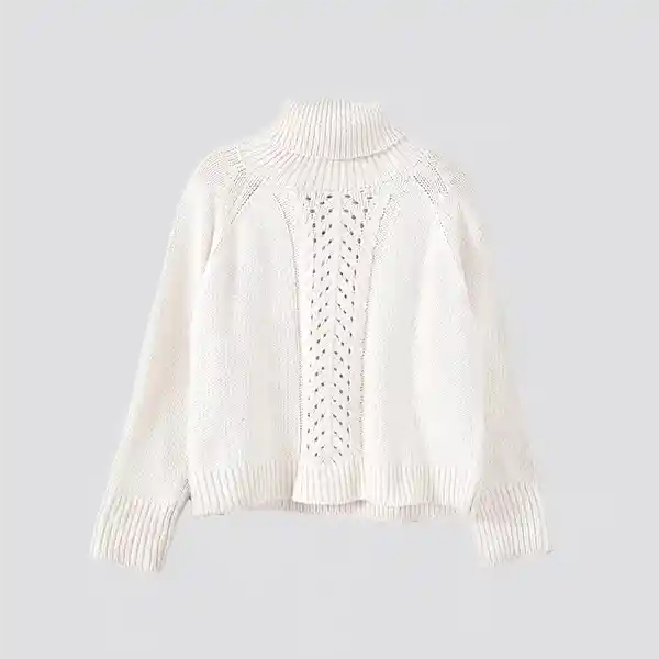 Sweater Cuello Tortuga Crudo L Mujer Raindoor