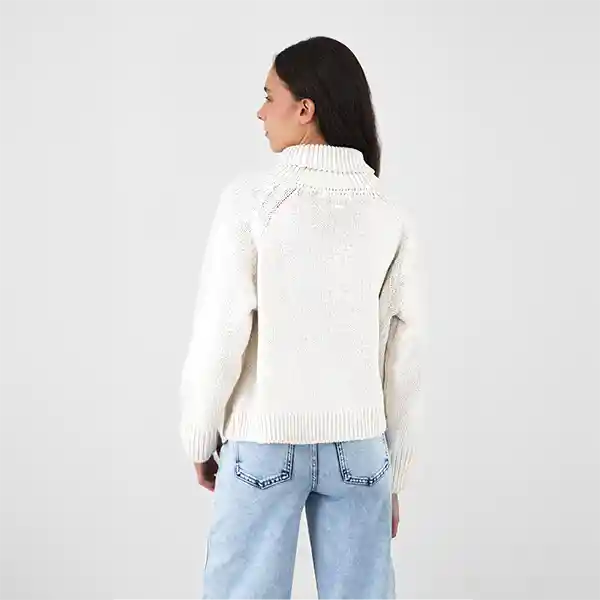 Sweater Cuello Tortuga Crudo L Mujer Raindoor