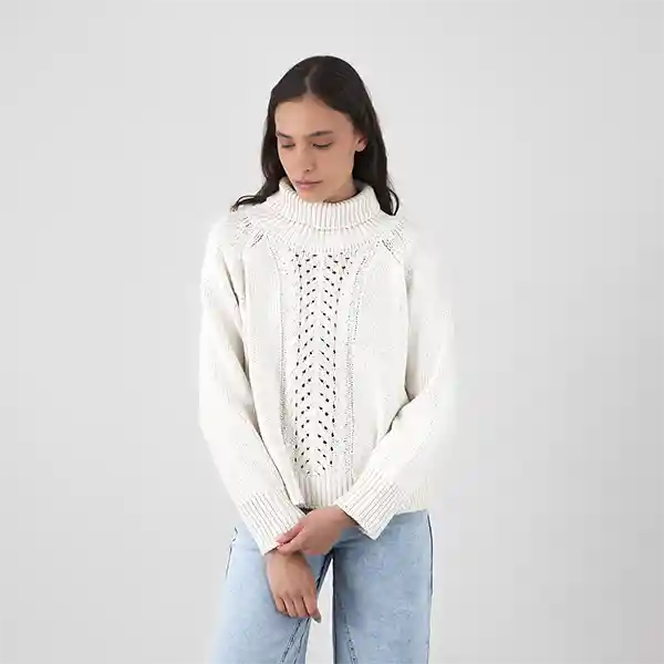 Sweater Cuello Tortuga Crudo L Mujer Raindoor