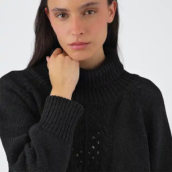 Sweater Cuello Tortuga Negro Xs Mujer Raindoor