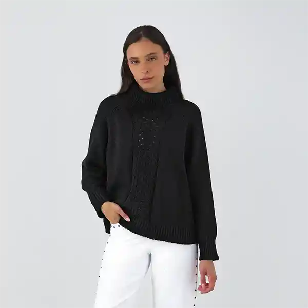 Sweater Cuello Tortuga Negro Xs Mujer Raindoor