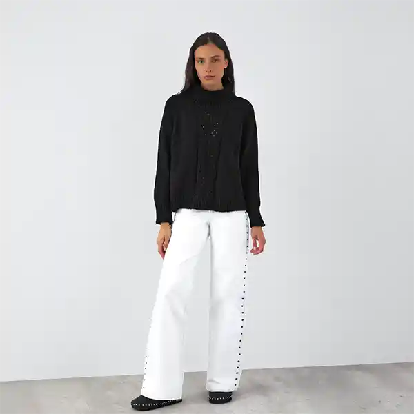 Sweater Cuello Tortuga Negro Xs Mujer Raindoor