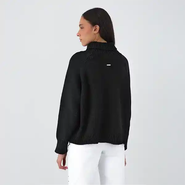 Sweater Cuello Tortuga Negro S Mujer Raindoor