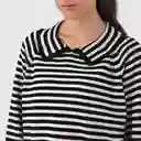Sweater Polo Rayas Negro Blanco Xs Mujer Raindoor