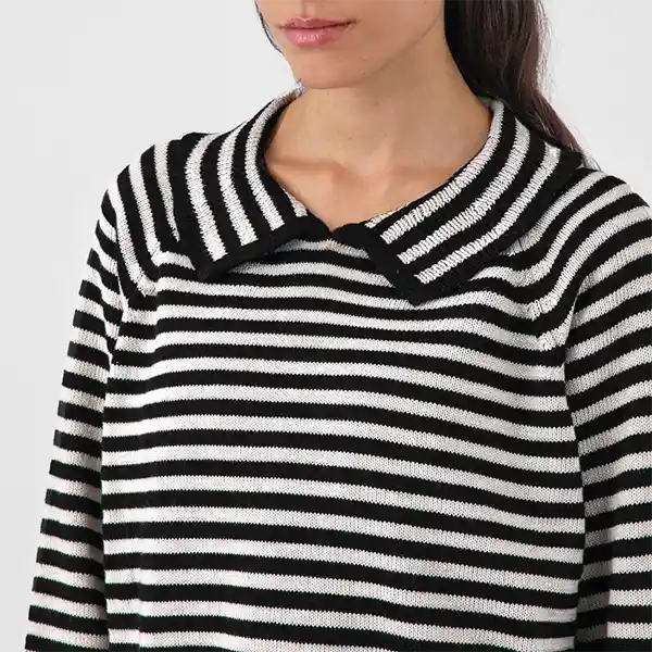 Sweater Polo Rayas Negro Blanco S Mujer Raindoor