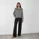 Sweater Polo Rayas Negro Blanco S Mujer Raindoor