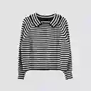 Sweater Polo Rayas Negro Blanco S Mujer Raindoor