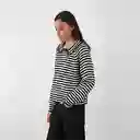 Sweater Polo Rayas Negro Blanco S Mujer Raindoor