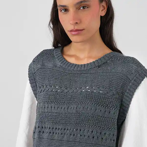 Sweater Vest Trenzado Gris S Mujer Raindoor
