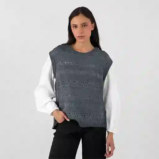 Sweater Vest Trenzado Gris S Mujer Raindoor
