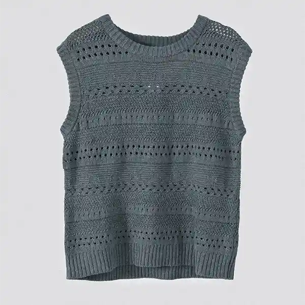 Sweater Vest Trenzado Gris S Mujer Raindoor