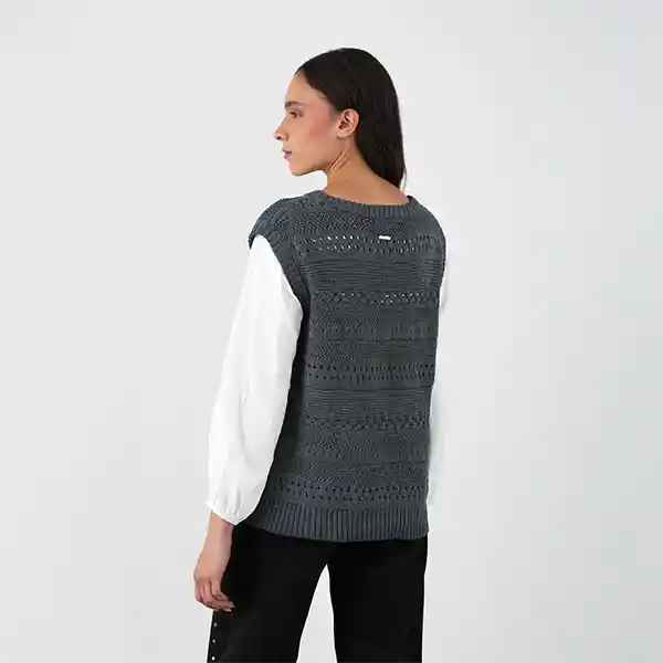 Sweater Vest Trenzado Gris S Mujer Raindoor