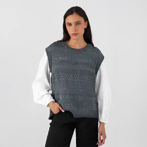Sweater Vest Trenzado Gris M Mujer Raindoor