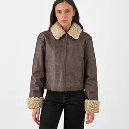 Chaqueta Pu Cuello Chiporro Café S Mujer Raindoor